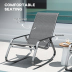 Set of Two Rocking Garden Chairs – Grey Outdoor Patio Seating - soilcommander