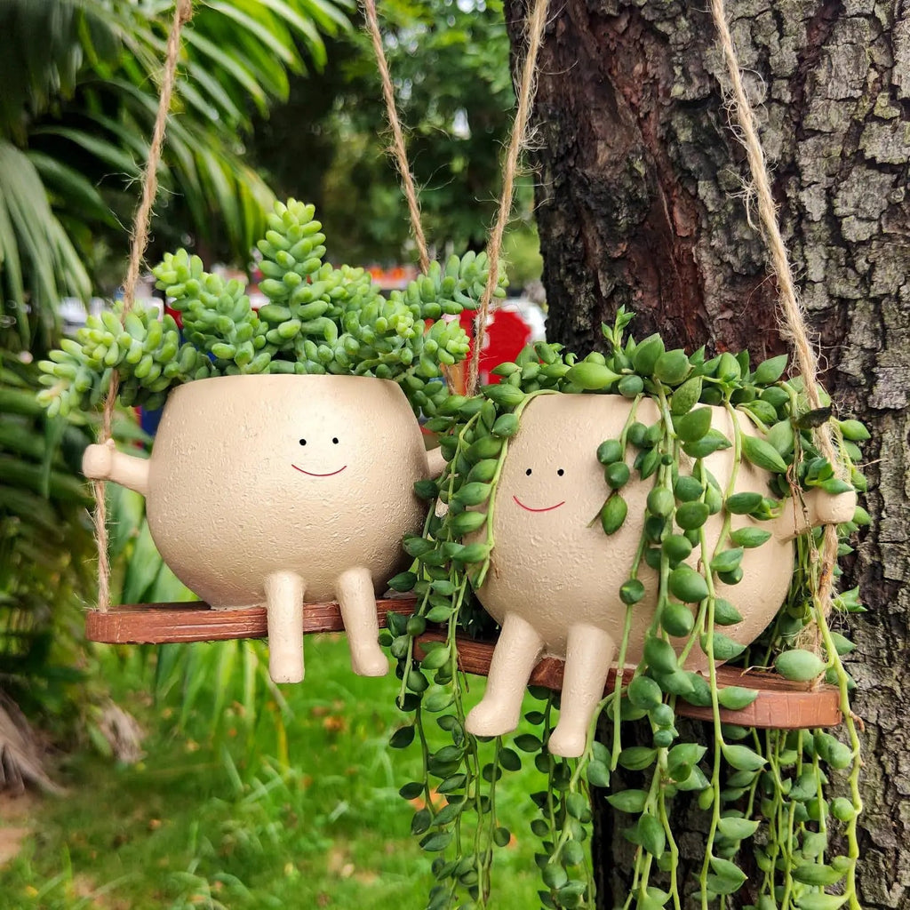 Smiling Swing Face Hanging Planter Pot for Balcony Gardens - soilcommander