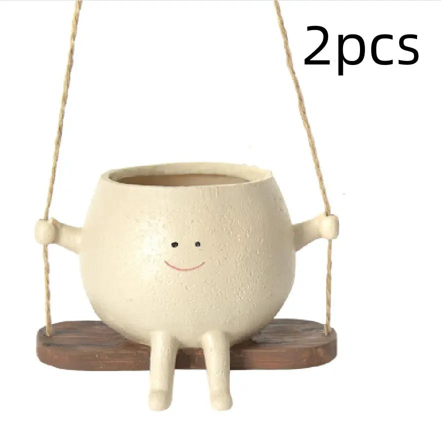 Smiling Swing Face Hanging Planter Pot for Balcony Gardens - soilcommander