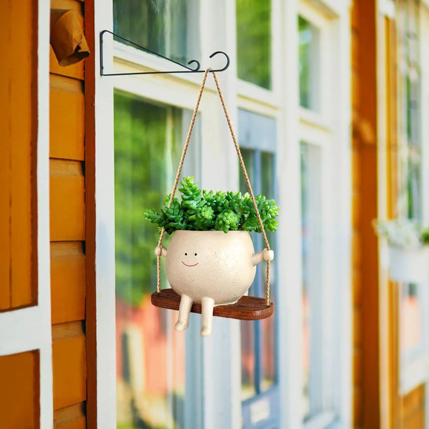 Smiling Swing Face Hanging Planter Pot for Balcony Gardens - soilcommander