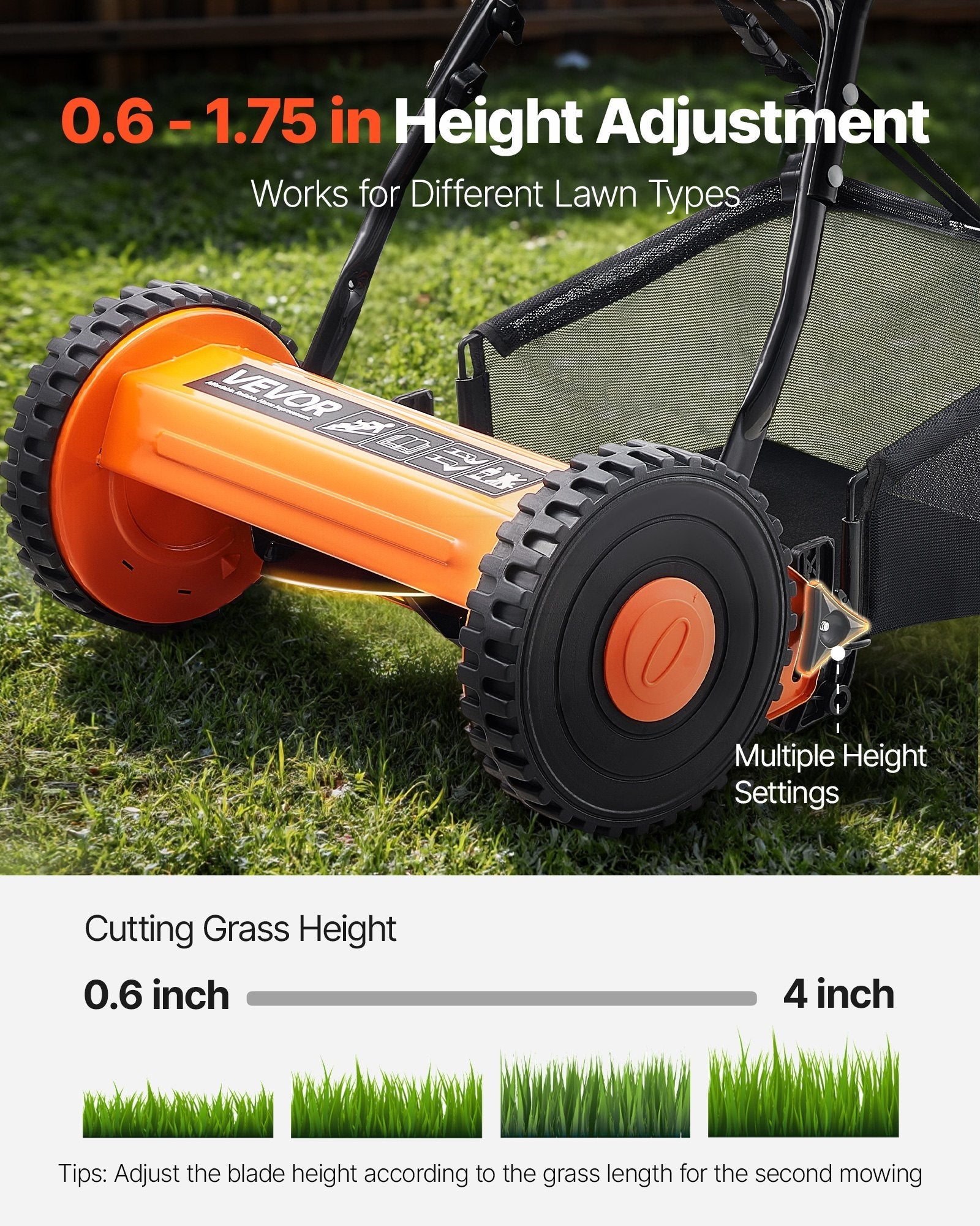 SoilCommander 14 - Inch Push Reel Lawn Mower, 5 - Blade Eco Mower - soilcommander