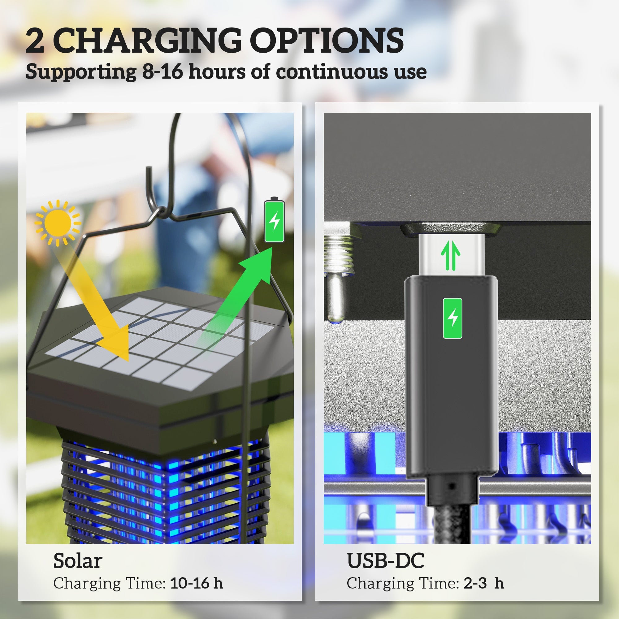 Solar 2 - in - 1 Bug Zapper & Garden Lantern | Solar & USB Rechargeable - soilcommander