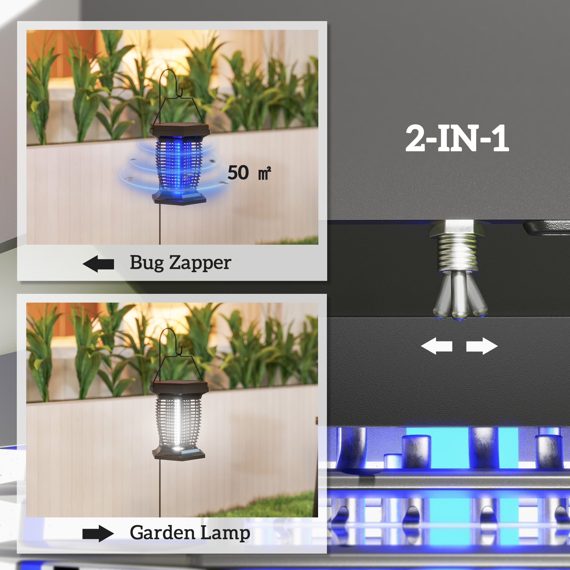 Solar 2 - in - 1 Bug Zapper & Garden Lantern | Solar & USB Rechargeable - soilcommander