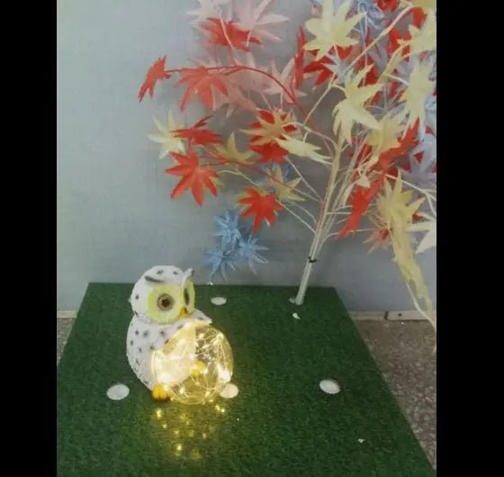Solar LED Resin Amazon Owl Hug Ball Outdoor Villa Garden Landscape Light - soilcommander