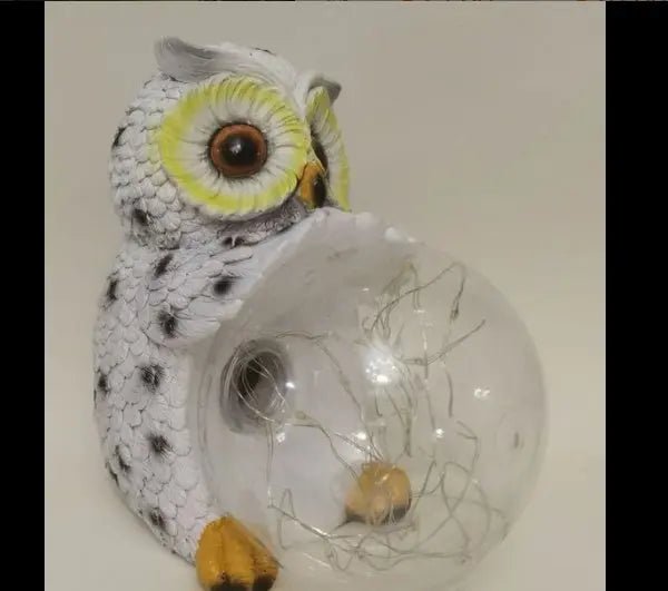 Solar LED Resin Amazon Owl Hug Ball Outdoor Villa Garden Landscape Light - soilcommander