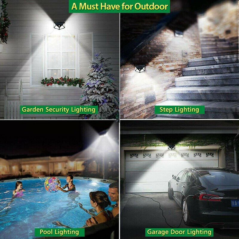 Solar Motion Sensor Lights: 100 LED Outdoor Security (4 - Pack) - soilcommander