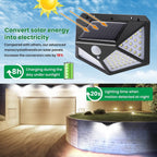 Solar Motion Sensor Lights: 100 LED Outdoor Security (4 - Pack) - soilcommander