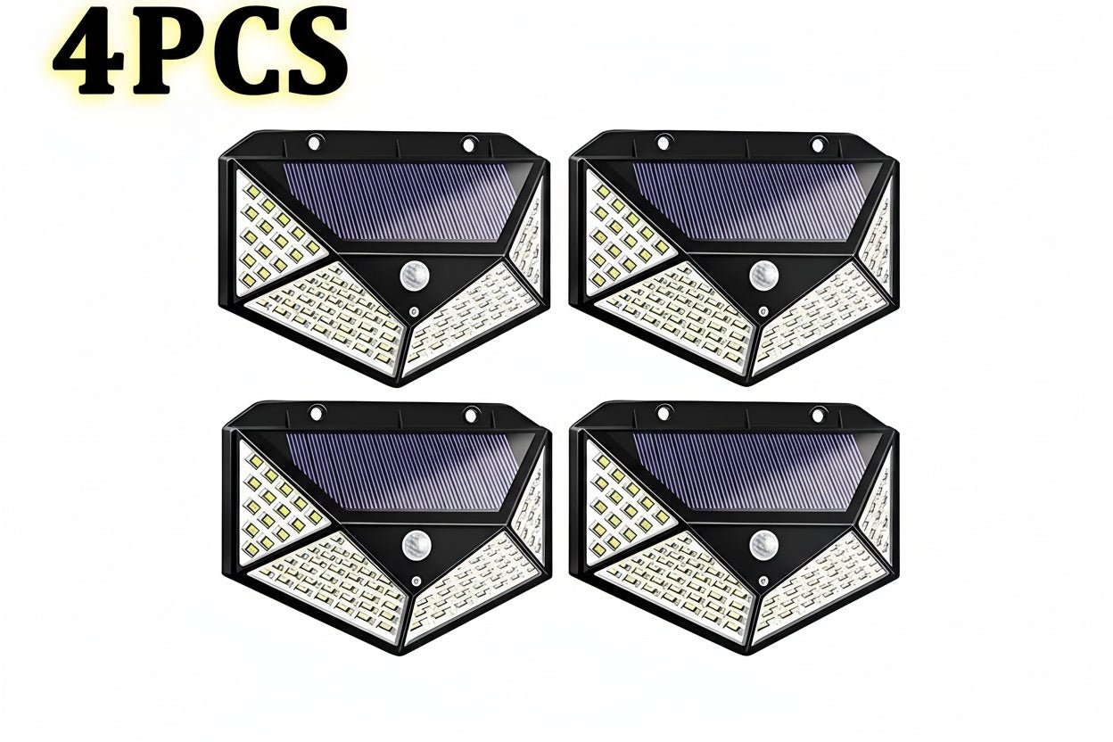Solar Motion Sensor Lights: 100 LED Outdoor Security (4 - Pack) - soilcommander