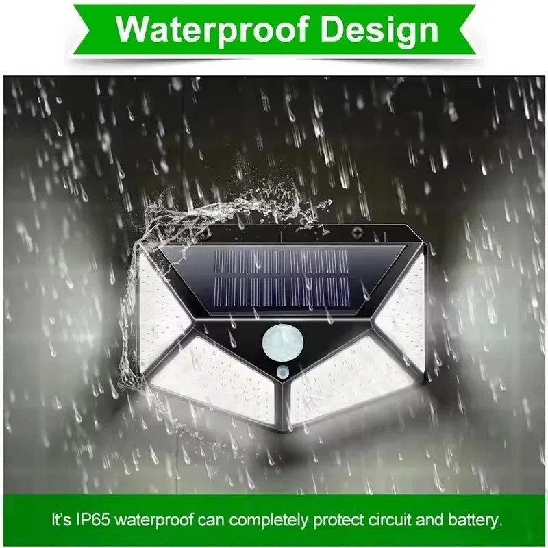 Solar Motion Sensor Lights: 100 LED Outdoor Security (4 - Pack) - soilcommander