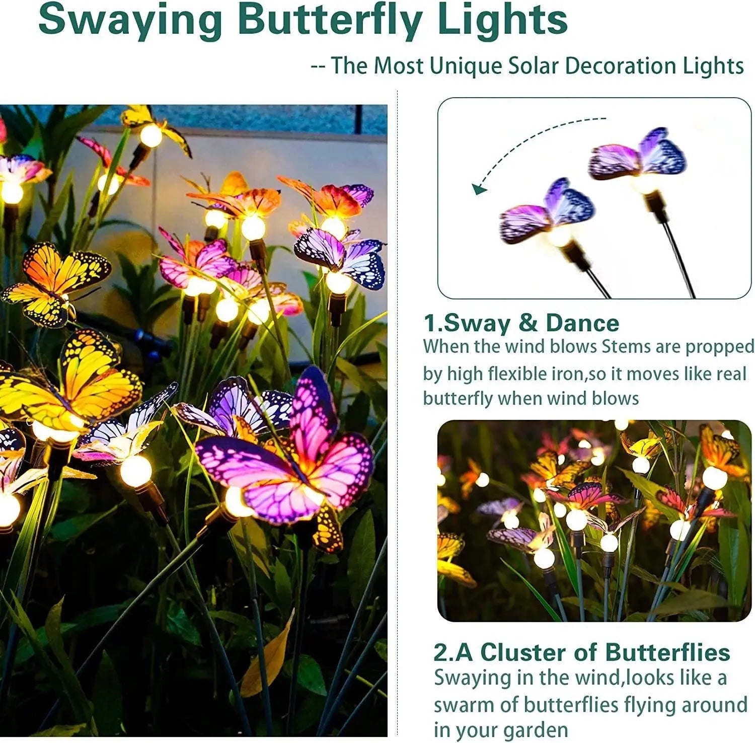 Solar Outdoor Garden Lawn Waterproof Atmosphere Butterfly Ground Lamp - soilcommander