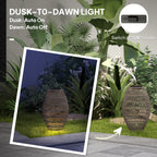 Solar Rattan Garden Lantern - 51cm Outdoor Table Lamp Dark Brown - soilcommander
