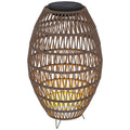 Solar Rattan Garden Lantern - 51cm Outdoor Table Lamp Dark Brown - soilcommander