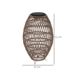 Solar Rattan Garden Lantern - 51cm Outdoor Table Lamp Dark Brown - soilcommander