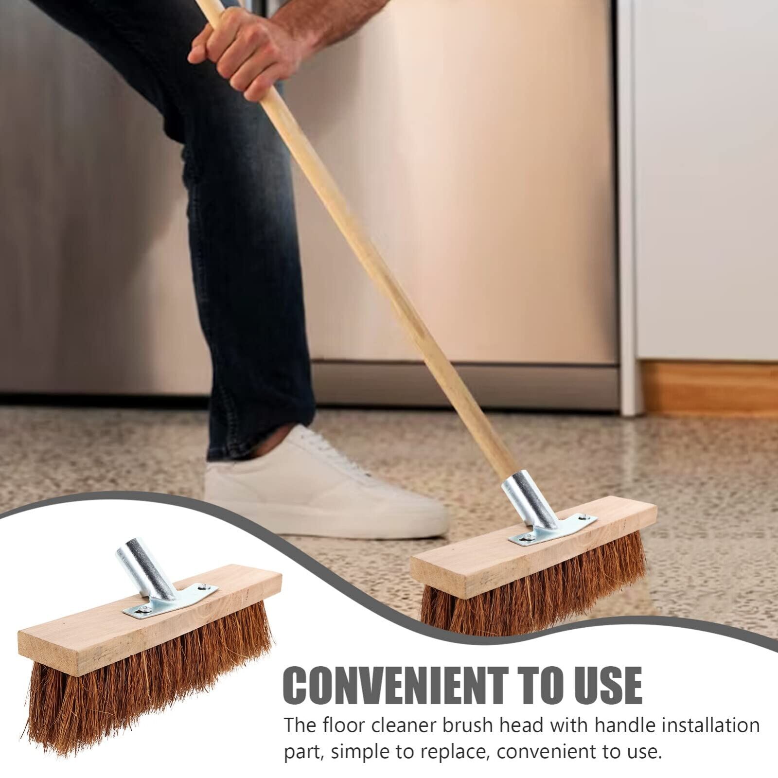 Stiff Bristle Outdoor Yard Broom Head 12 Inch - soilcommander