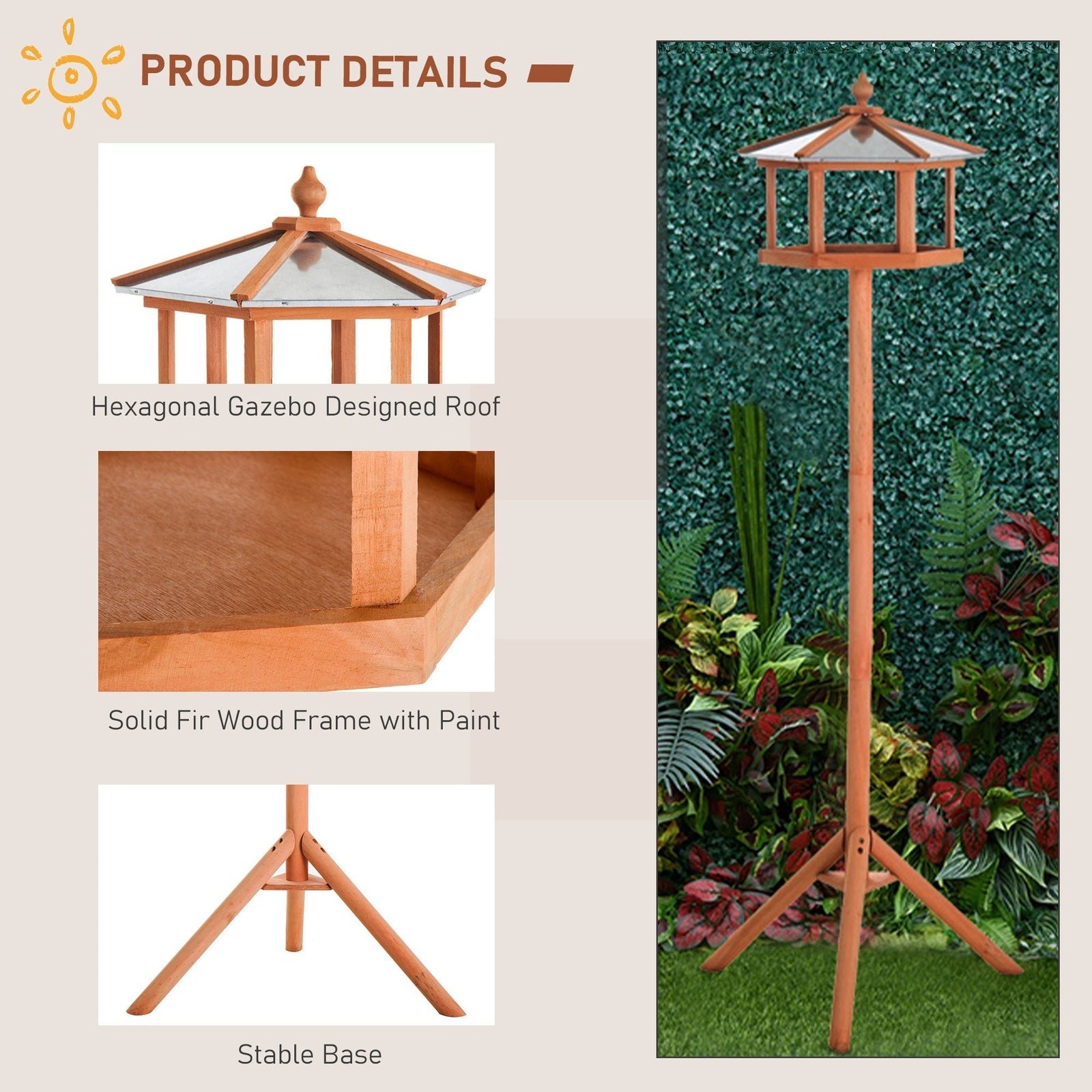 Tall Wooden Bird Feeder Stand with Tripod Base - soilcommander