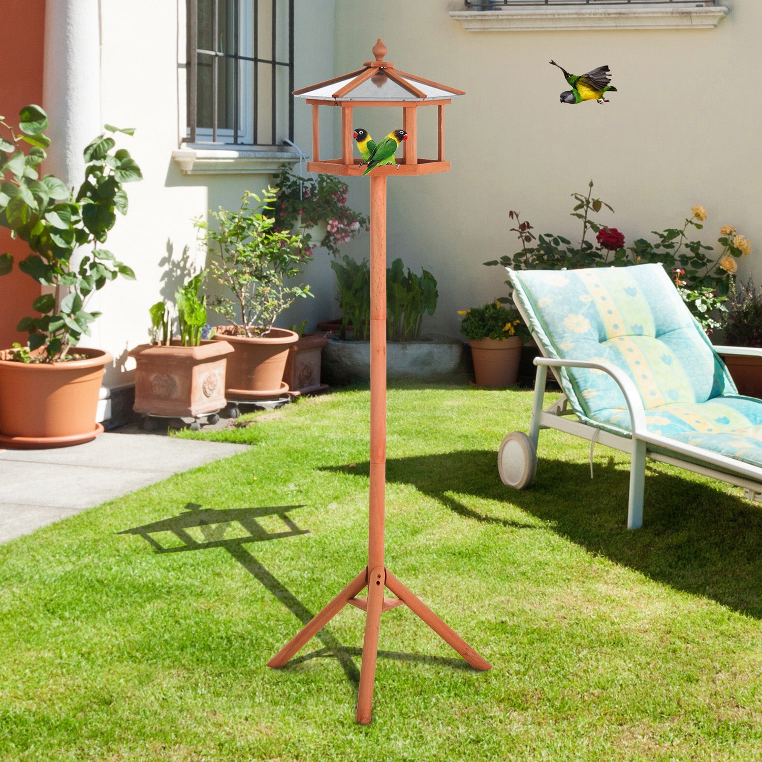 Tall Wooden Bird Feeder Stand with Tripod Base - soilcommander