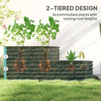 Two Tier Galvanized Steel Raised Garden Bed Space Saving Planter - soilcommander