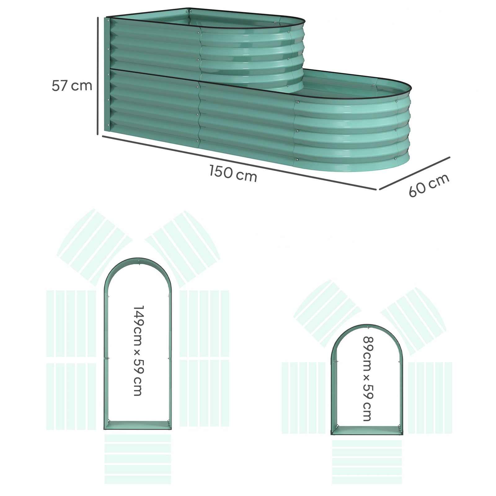 Two Tier Galvanized Steel Raised Garden Bed Space Saving Planter - soilcommander