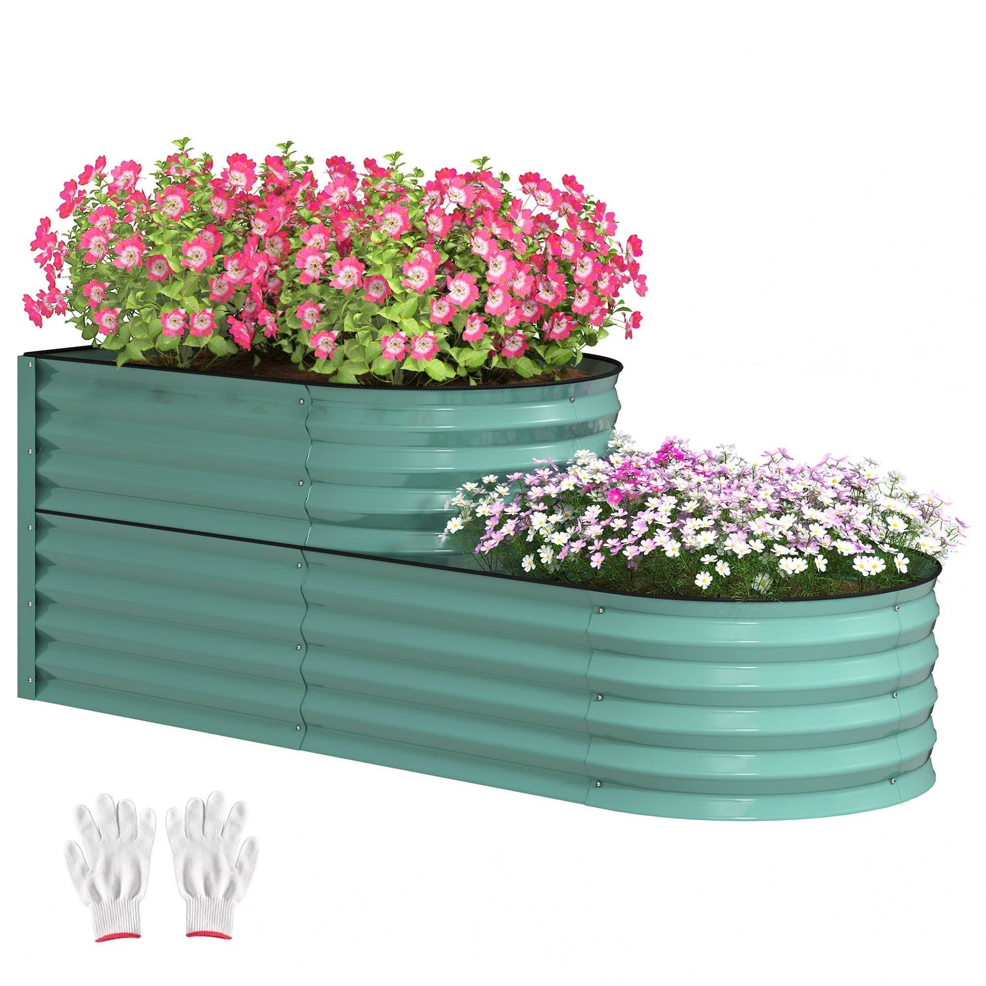 Two Tier Galvanized Steel Raised Garden Bed Space Saving Planter - soilcommander
