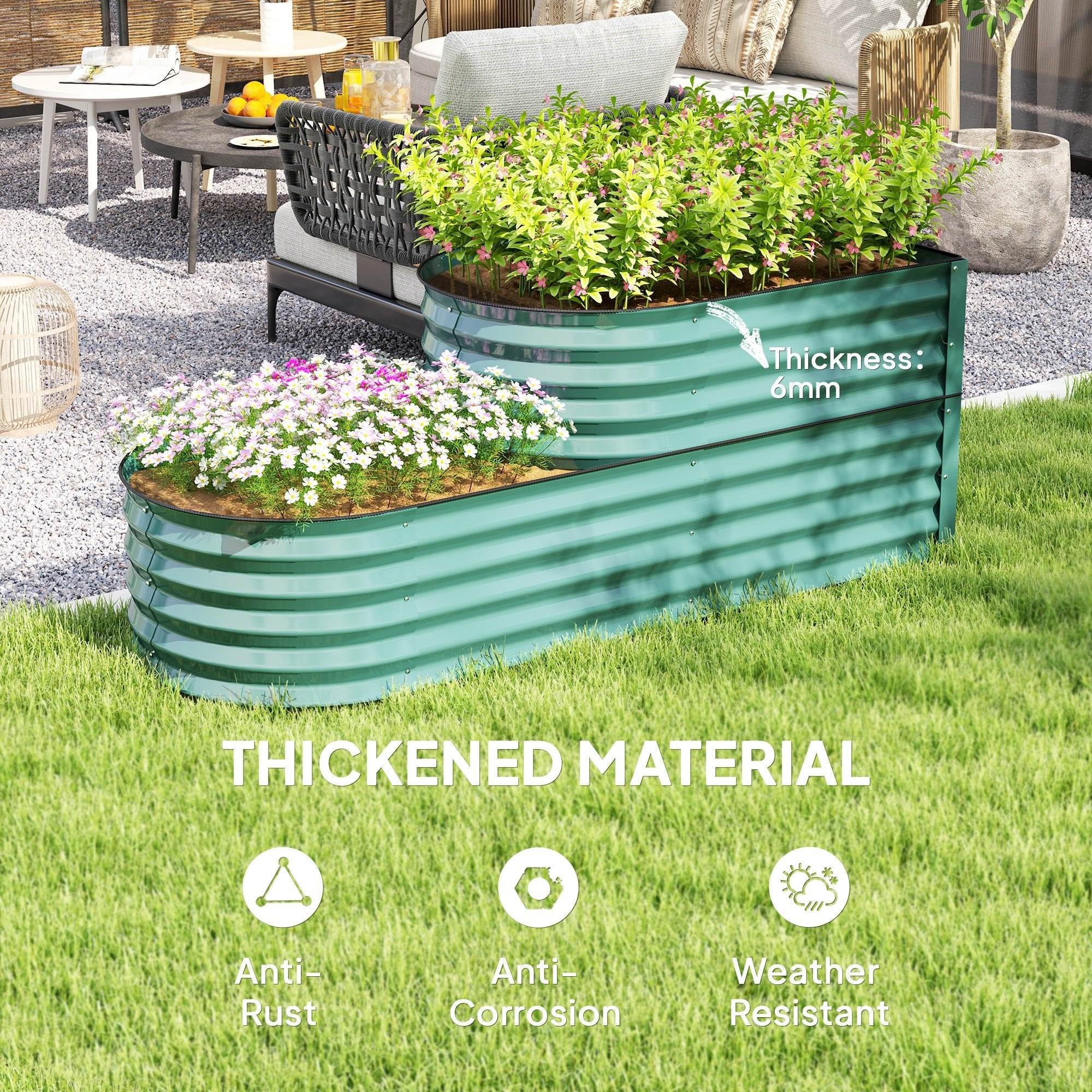 Two Tier Galvanized Steel Raised Garden Bed Space Saving Planter - soilcommander