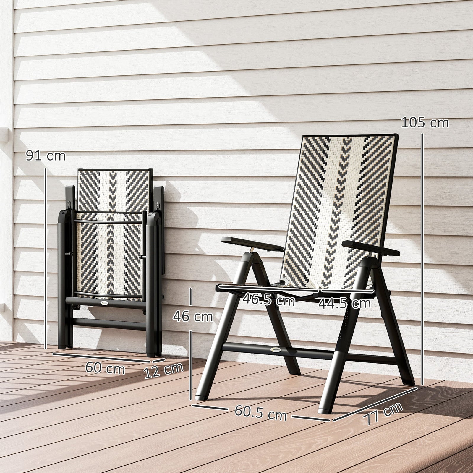 UK Black Rattan Reclining Garden Chair - 5 Position - soilcommander