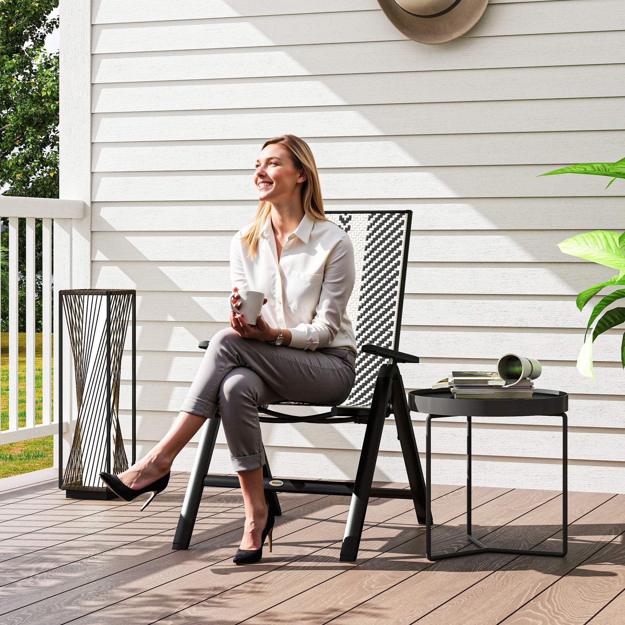 UK Black Rattan Reclining Garden Chair - 5 Position - soilcommander