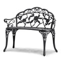 Vintage Floral Metal Garden Bench | 39" Outdoor Patio & Park Seat - soilcommander