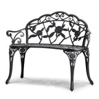 Vintage Floral Metal Garden Bench | 39" Outdoor Patio & Park Seat - soilcommander