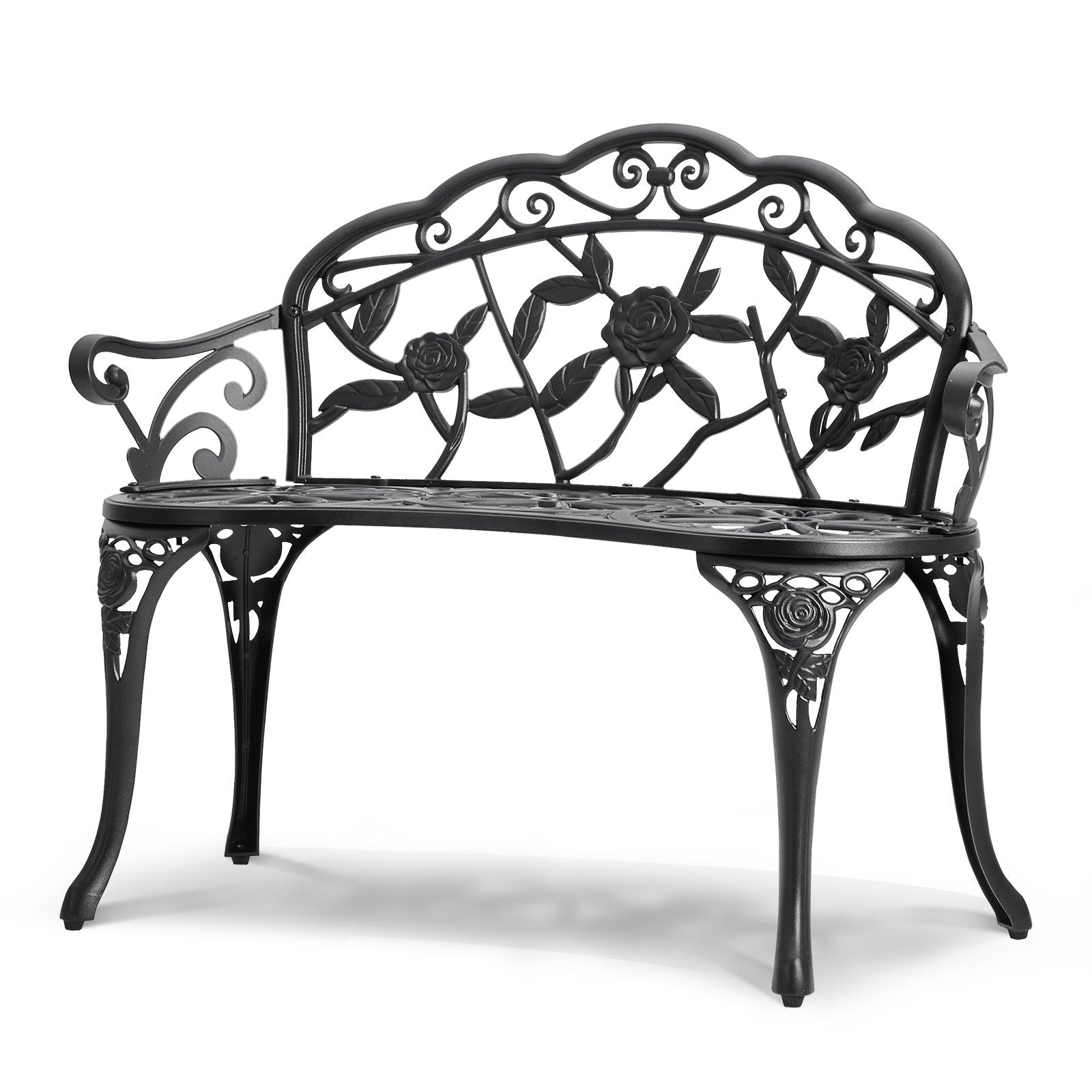Vintage Floral Metal Garden Bench | 39" Outdoor Patio & Park Seat - soilcommander