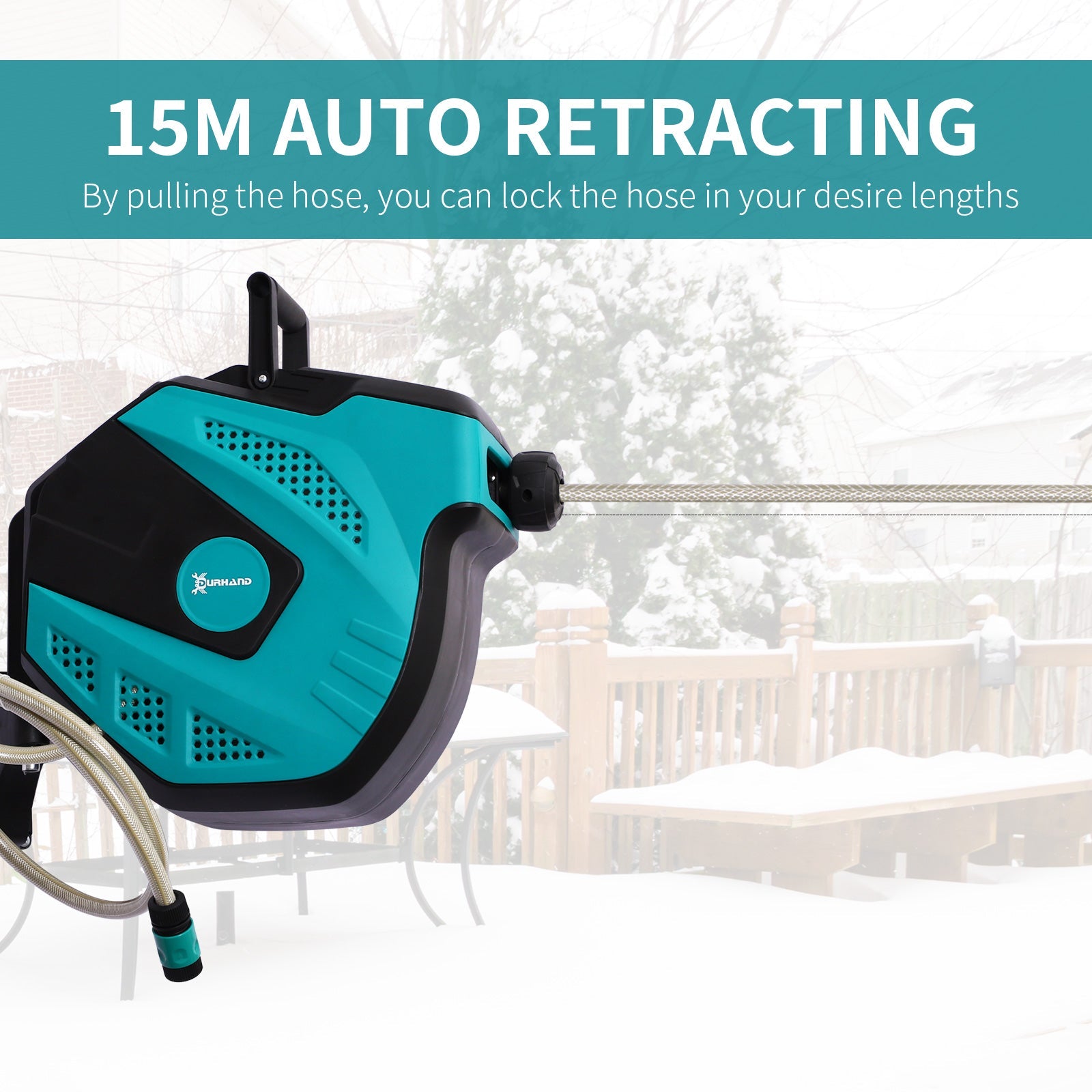 Wall Mounted Hose Reel: 15m Auto Rewind Garden Hose - soilcommander