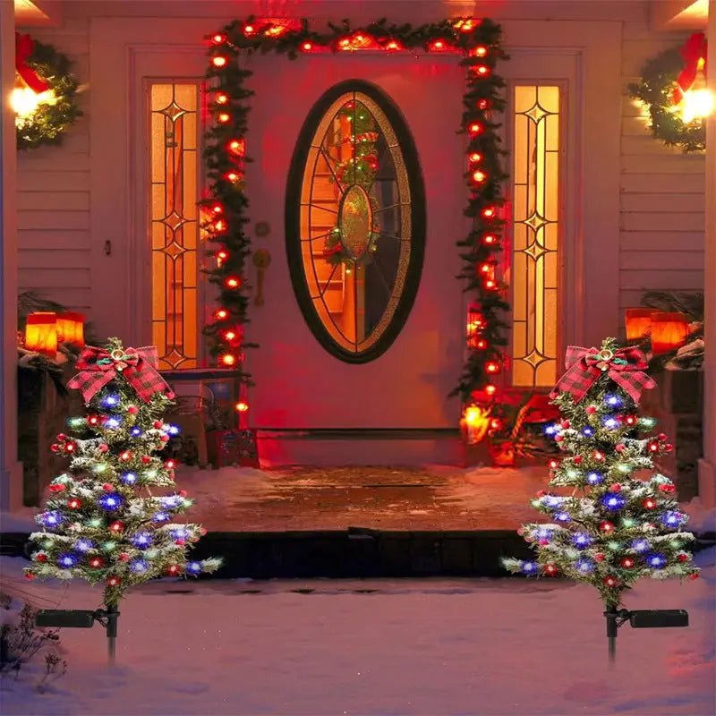Waterproof Outdoor Christmas Decorations Solar Christmas Tree 2 Modes Yard Stake Christmas Pathway Light For Garden Yard Decor - soilcommander
