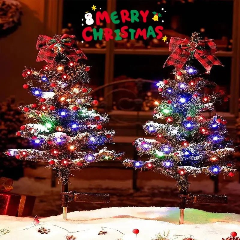 Waterproof Outdoor Christmas Decorations Solar Christmas Tree 2 Modes Yard Stake Christmas Pathway Light For Garden Yard Decor - soilcommander
