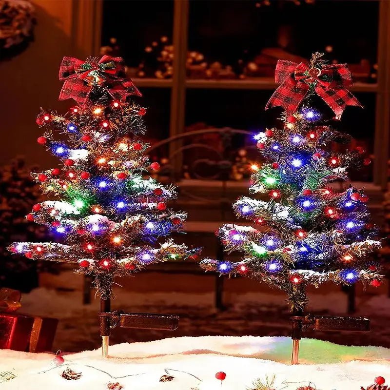 Waterproof Outdoor Christmas Decorations Solar Christmas Tree 2 Modes Yard Stake Christmas Pathway Light For Garden Yard Decor - soilcommander