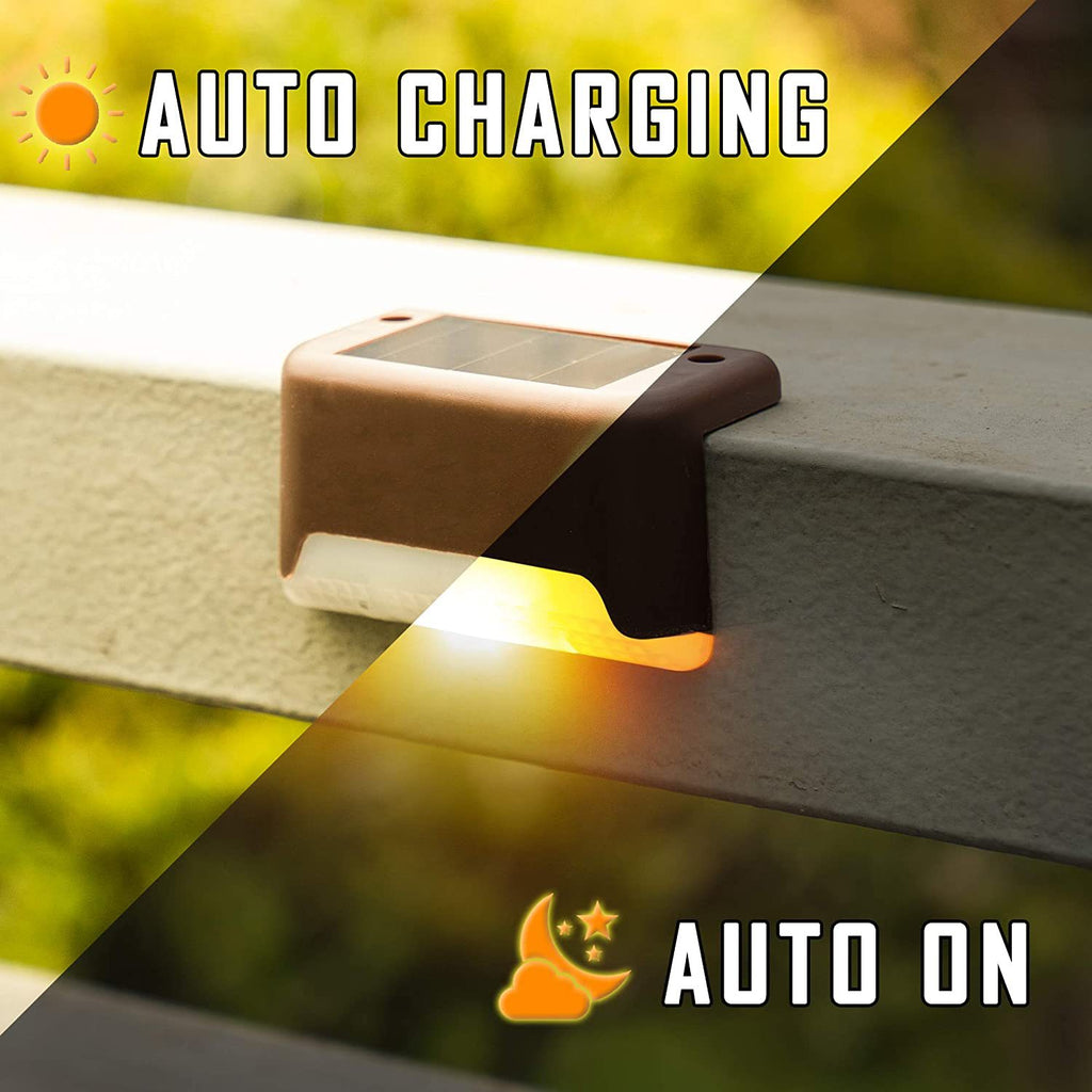 Waterproof Solar LED Step Lights | Auto Dusk - to - Dawn Outdoor Stair Lighting - soilcommander