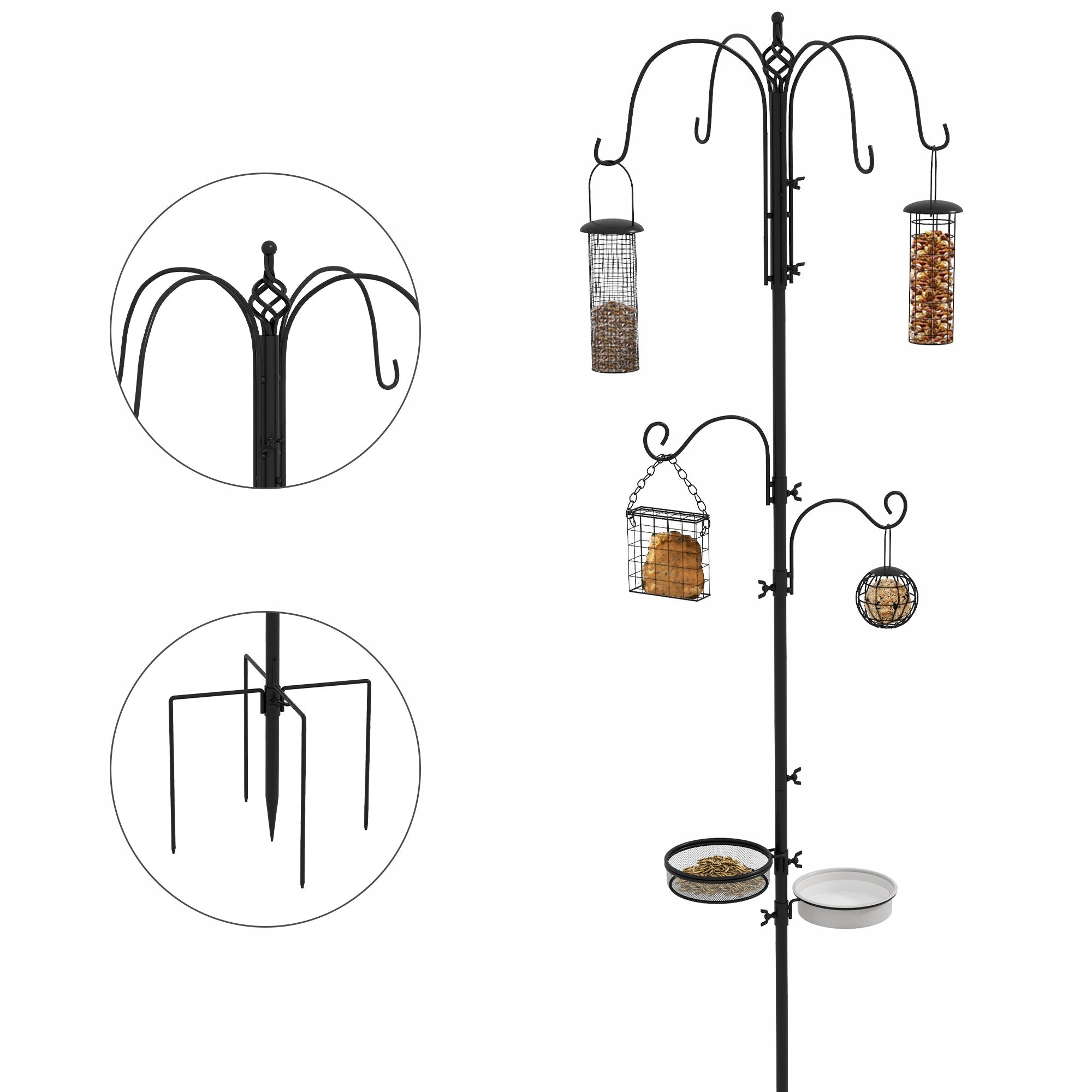 Wild Bird Feeding Station UK - 6 Hooks & 4 Feeders SoilCommander - soilcommander