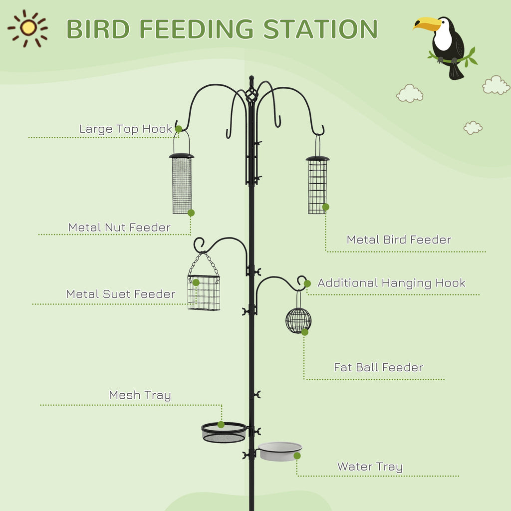 Wild Bird Feeding Station UK - 6 Hooks & 4 Feeders SoilCommander - soilcommander