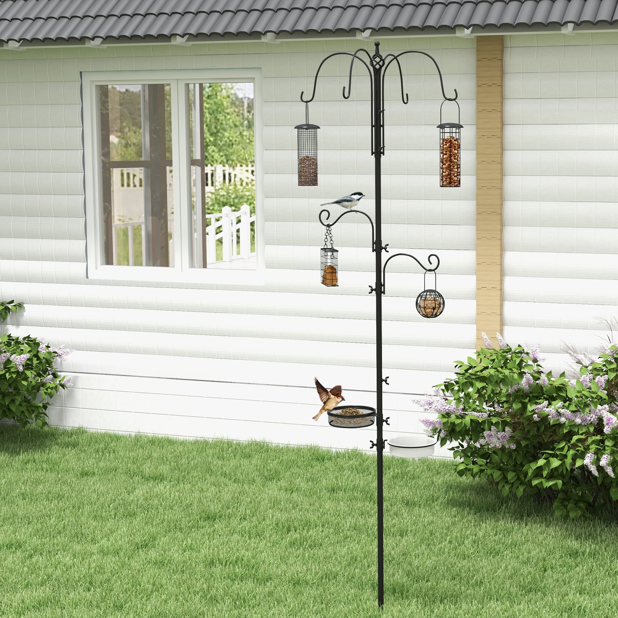 Wild Bird Feeding Station UK - 6 Hooks & 4 Feeders SoilCommander - soilcommander