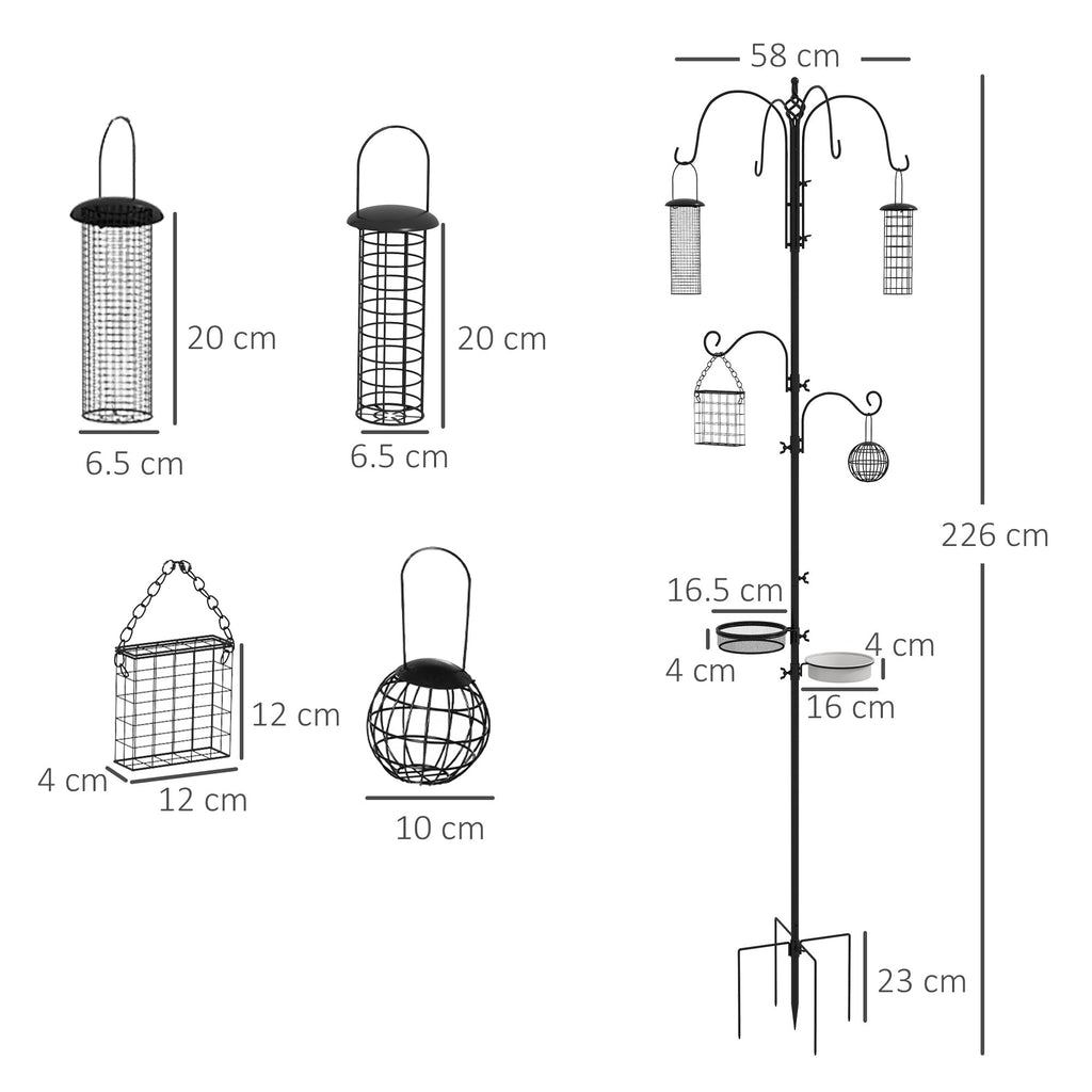 Wild Bird Feeding Station UK - 6 Hooks & 4 Feeders SoilCommander - soilcommander
