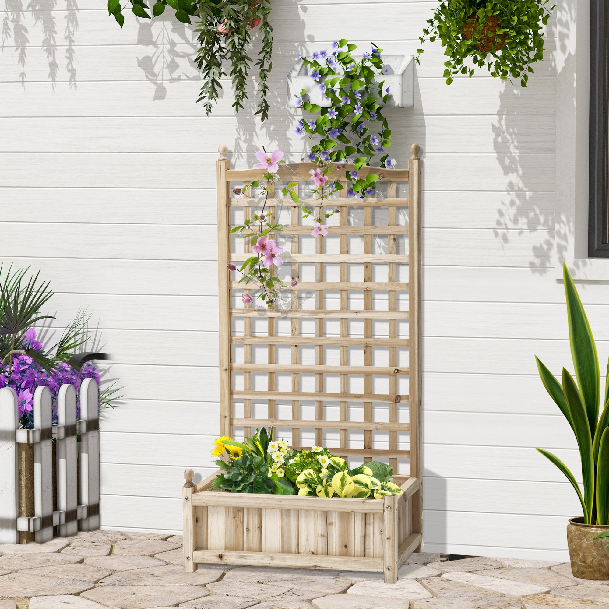 Wooden Planter Box with Trellis – Raised Garden Bed for Climbers - soilcommander