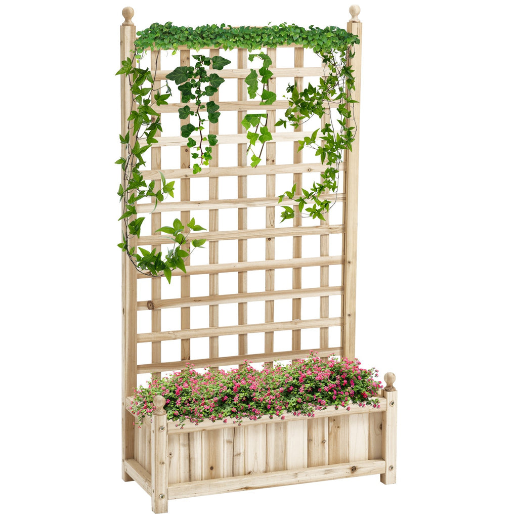 Wooden Planter Box with Trellis – Raised Garden Bed for Climbers - soilcommander